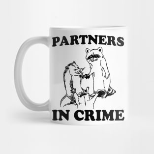 Partners In Crime, Cartoon Meme Top, Raccoon opossum Vintage Cartoon Mug